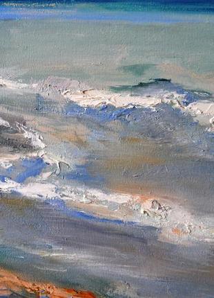 Картина масляными красками "после дождя" морской пейзаж живопись 60х60 см10 фото
