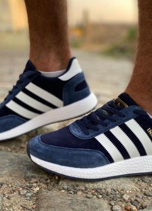 Чоловічі демісезонні сині кросівки adidas iniki повсякденні, з