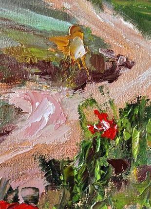 Картина олійними фарбами "вечірня зіронька встає" пейзаж живопис 60х60 см