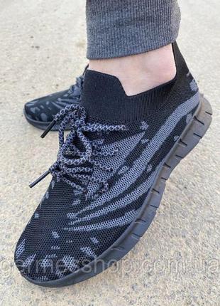 Літні чоловічі кросівки сітка чорні, стильні текстильні крос3 фото