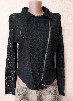 Красивый черный женский кружевной пиджак, жакет kappahl2 фото