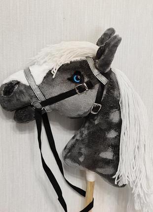 Хоббіхорс сірий кінь на палиці конячка на паличці іграшковий кінь hobby horse7 фото
