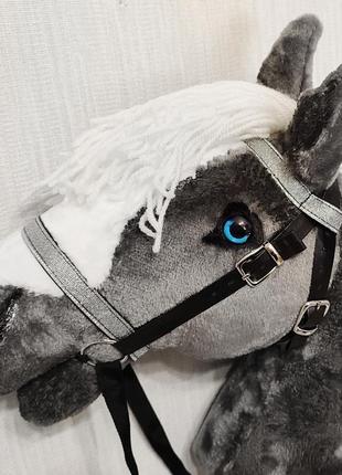 Хоббіхорс сірий кінь на палиці конячка на паличці іграшковий кінь hobby horse2 фото