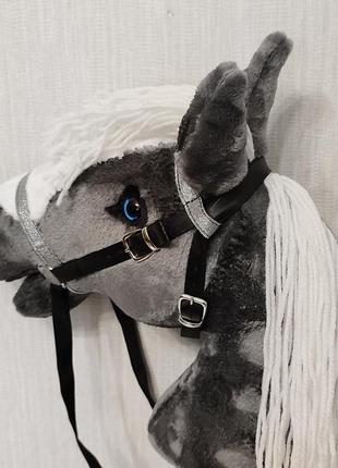 Хоббіхорс сірий кінь на палиці конячка на паличці іграшковий кінь hobby horse6 фото