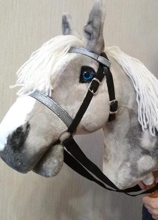 Хоббіхорс сірий кінь на палиці конячка на паличці іграшковий кінь hobby horse4 фото