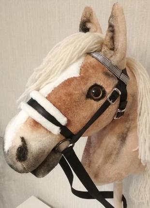 Хоббіхорс кінь на палочці hobby horse м'яка конячка на палці2 фото