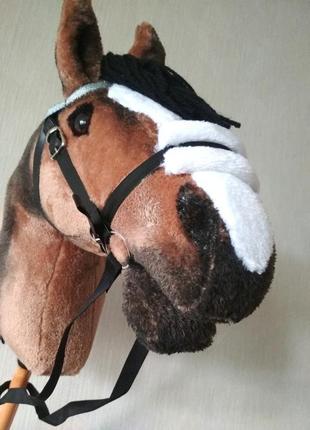 Лошадка хоббихорс на палочке hobby horse со съемной уздечкой конь на палочке3 фото