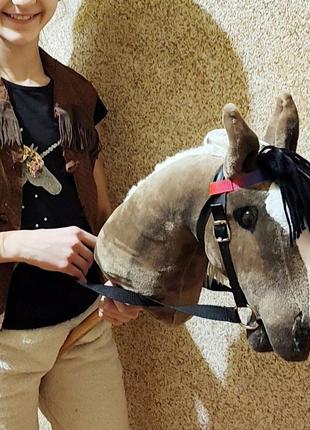 Кінь hobby horse на паличці кінь м'який іграшковий м'яка конячка на паличці2 фото