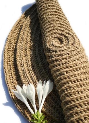 Коврик круглый из джута со спиральной косичкой