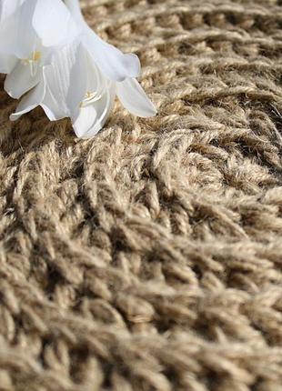 Коврик круглый из джута со спиральной косичкой