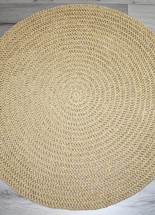 Коврик круглый из джута со спиральной косичкой
