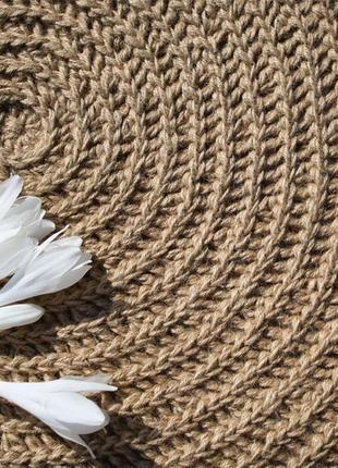 Коврик круглый из джута со спиральной косичкой