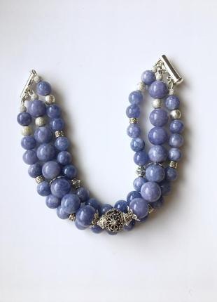 Трехрядный браслет "прованс" из кварца