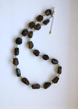 Шикарные бусы из раухтопаза и пренита4 фото