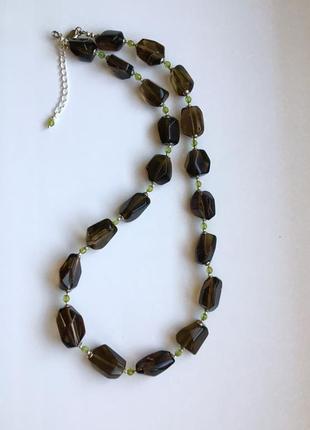 Шикарные бусы из раухтопаза и пренита2 фото