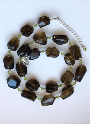 Шикарные бусы из раухтопаза и пренита3 фото