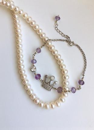 Стильный серебряный браслет с камнем аметрин  "моё величество )"