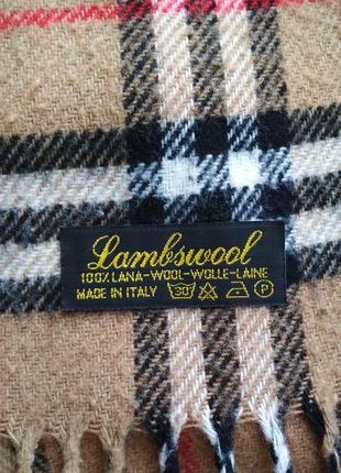 Шарф шарфик палантин в клетку тёплый италия lambswool 100% шерсть original6 фото