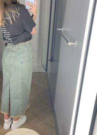Стильная джинсовая юбка макси2 фото