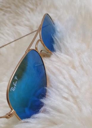 Сонцезахисні окуляри ray-ban aviator large metal rb 3025 gold/blue, оригінал2 фото