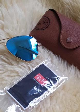 Сонцезахисні окуляри ray-ban aviator large metal rb 3025 gold/blue, оригінал5 фото