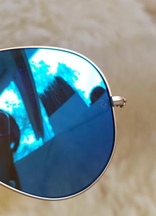 Солнцезащитные очки ray-ban aviator large metal rb 3025 gold/blue, оригинал9 фото