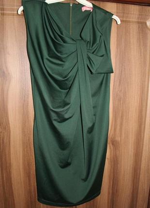 Платье зеленое с драпировкой и декором bezko5 фото