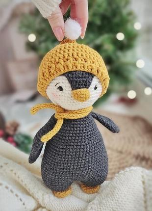 Іграшка пінгвін, пінгвінчик в шапці9 фото