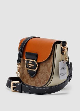 Coach morgan saddle bag in colorblock signature canvas2 фото