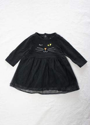 Платье для девочки 3 мес котик с фатиновой юбочкой