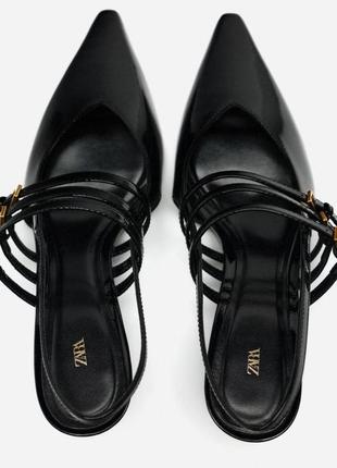 Стильные открытые лаковые туфли на каблуке коттен хил с ремешками zara зара