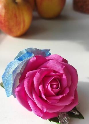 Резинка роза с гортензией hande made3 фото