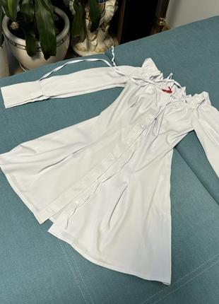 Плаття із зав'язками біле. розмір xs-m1 фото