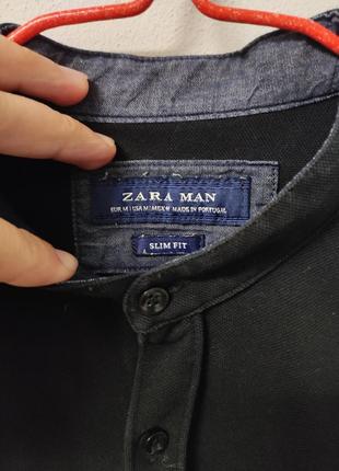 Тенниска мужская классическая повседневная черная slim fit zara man, размер m7 фото