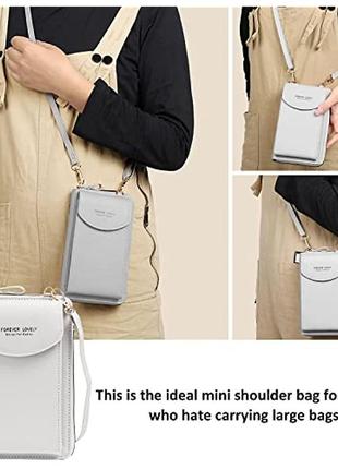 Маленькая женская сумка-кошелёк forever с плечевым ремешком gray4 фото