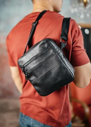 Мужская каркасная барсетка, вместительная сумка из натуральной кожи, кожаный мессенджер3 фото