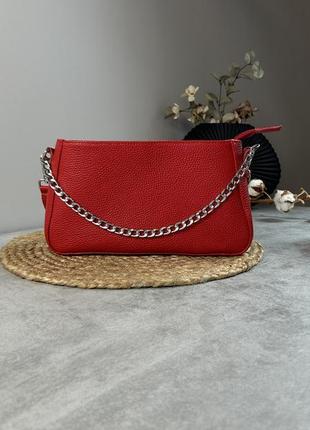 Женская кожаная сумочка, стильная сумка из натуральной кожи, маленькая красная сумка на плече4 фото