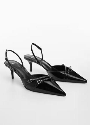Туфли женские черные с пряжками mango new1 фото
