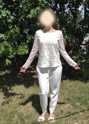 Элегантная молочная блестящая блуза gina tricot10 фото