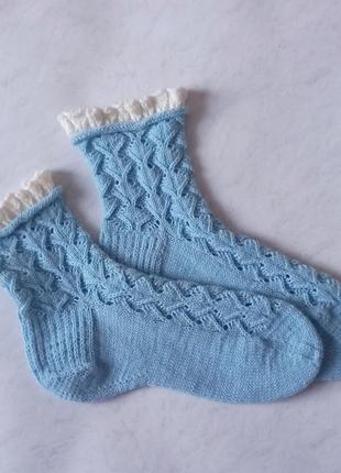 Жіночі ажурні шкарпетки з рюшами ручної роботи2 фото