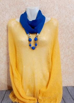 Легкий светр-павутинка жовтий пуловер1 фото