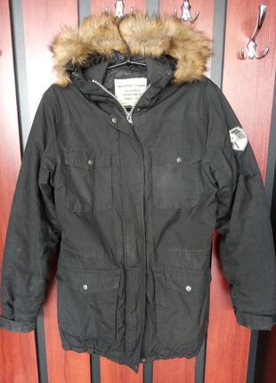 Брендовая, зимняя, удлиненная куртка с капюшоном на меху. унисекс8 фото