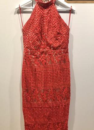 Мереживна червона сукня3 фото