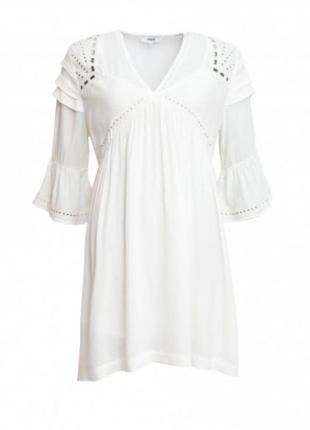 Suncoo paris дизайнерське біле сукня пляжне туніка з вишивкою мереживом рюші волани3 фото
