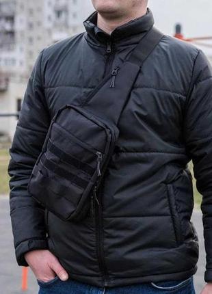 Тактична сумка-кобура, чоловічий месенджер із чорної кордури.5 фото