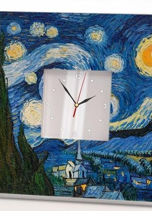 Стильные часы картина ван гог "звёздная ночь" (c00175)1 фото