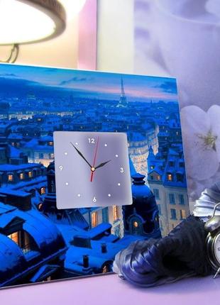 Стильные часы с фото печатью  "зимний париж" (c00038)3 фото