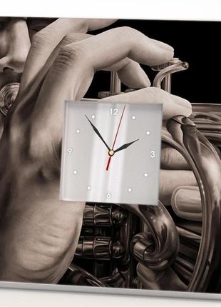 Уникальные дизайнерские часы "музыкальные инструменты. труба" (c00266)1 фото