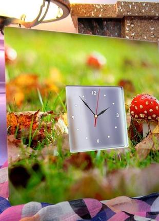 Настінний годинник з малюнком "гриби і осінь" (c00586)3 фото
