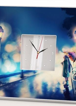 Необычные дизайнерские часы с оригинальным декором "дождь" (c00704)1 фото